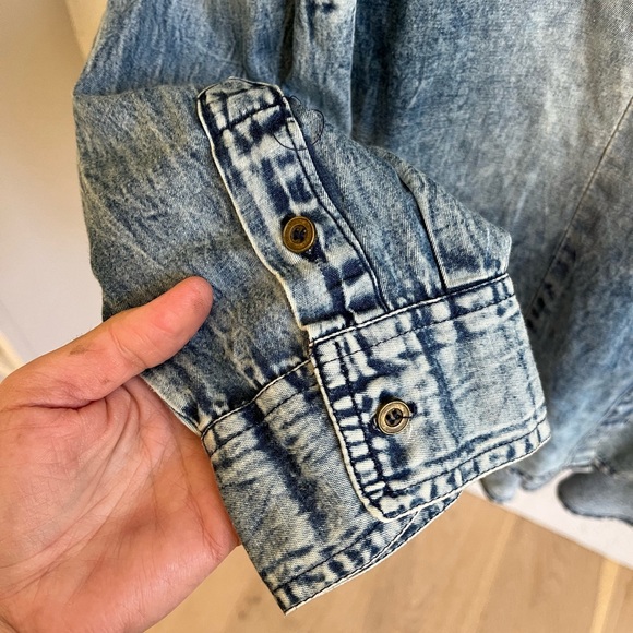 Boho Embroidered Denim Shirt | Acid Wash | Longline Tunic Y2K - Picture 7 of 8